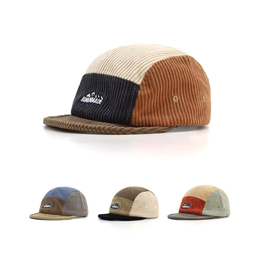 2024 Autumn Winter New Corduroy Color Matching 5-Panel Winter Autumn Baseball Hat Women Short Brim Soft Baseball Cap Men