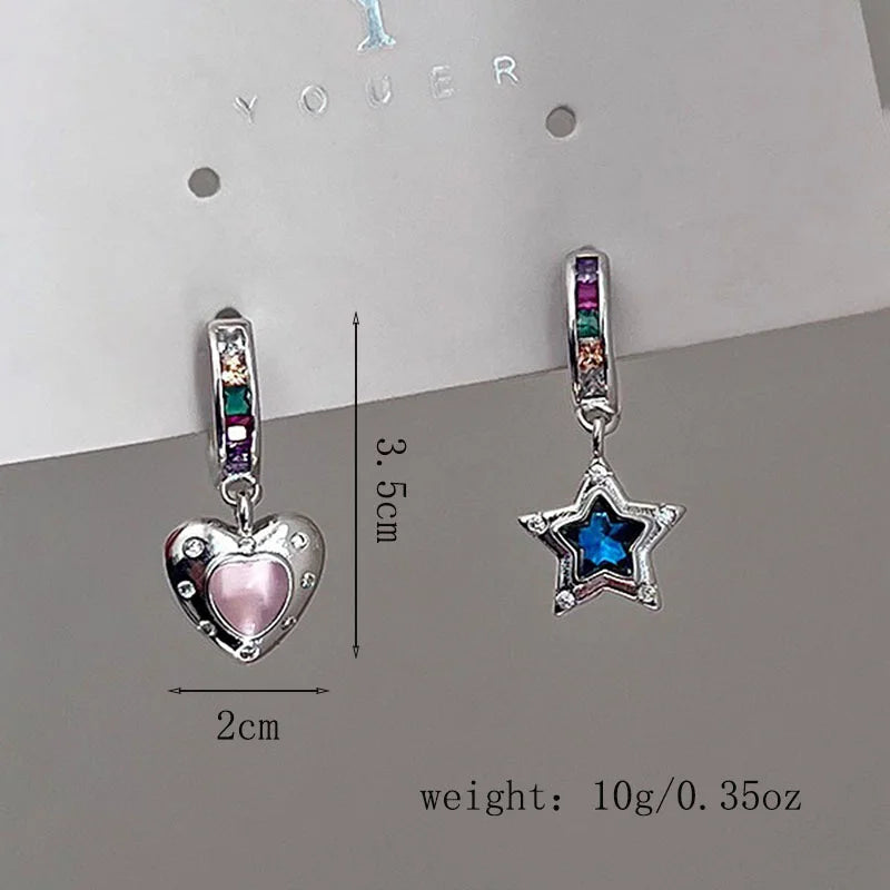 2024New Fashion Star Earrings Korean Asymmetric High Sensation Earrings Prevent Allergy Exquisite Earrings Women'S Jewelry